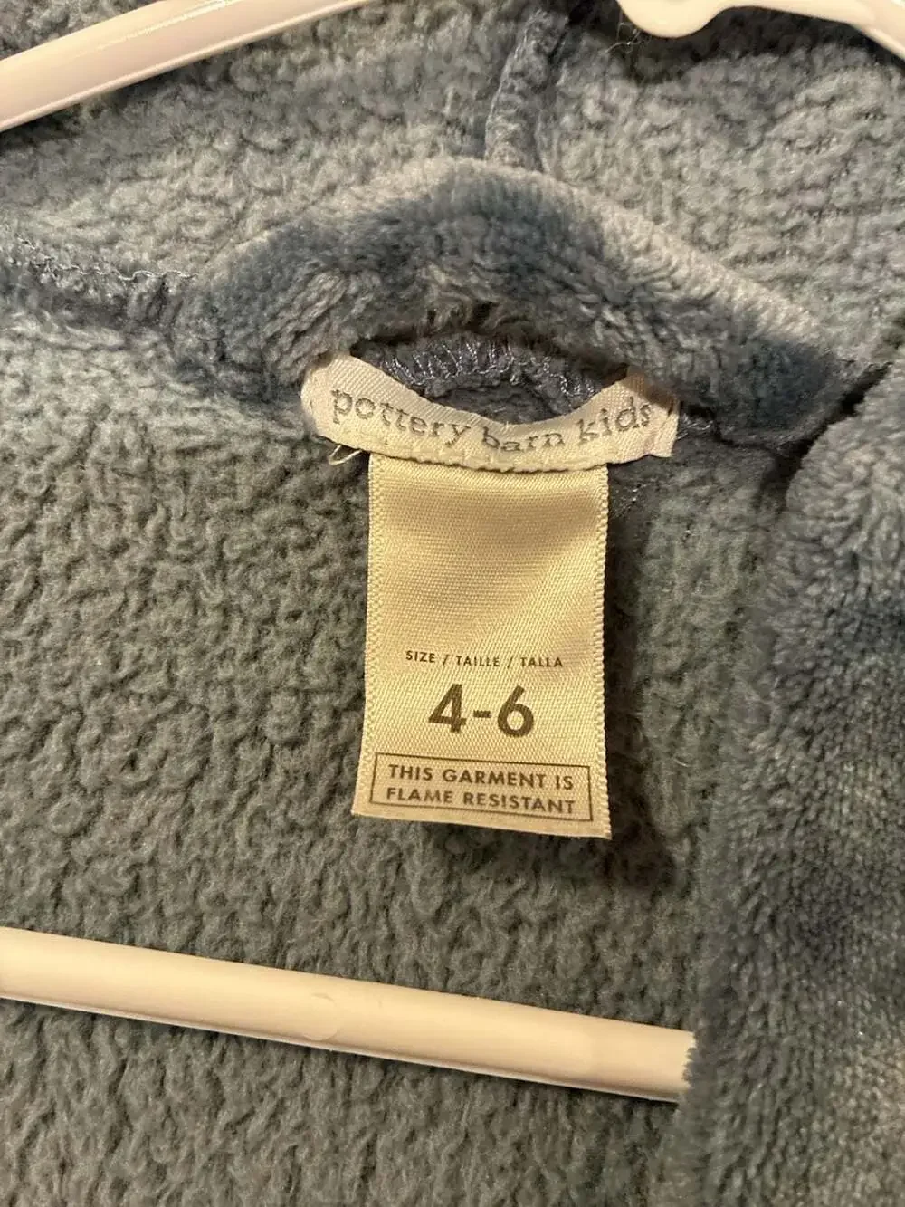 Pottery Barn Kids Plush Hooded Bathrobe Blue Size 4-6